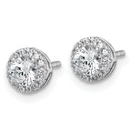 14k White Gold 5/8 carat Lab Grown Diamond VS+ F+ Round Complete Halo Post Earrings