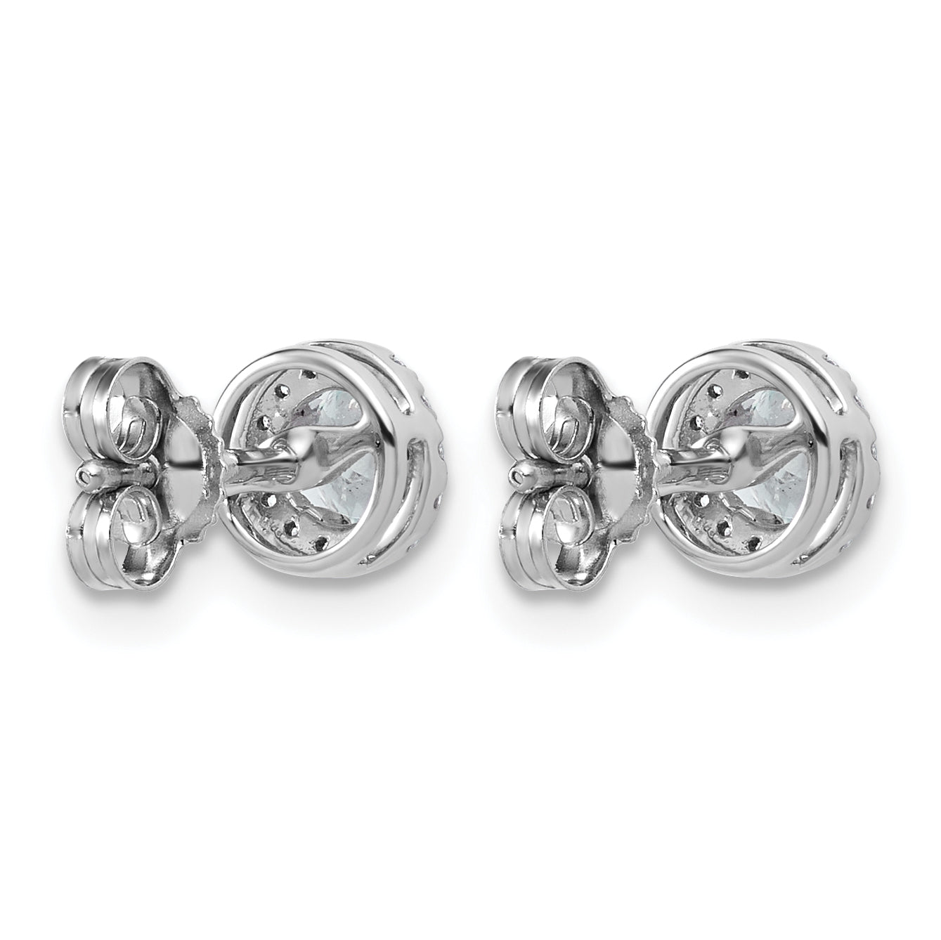 14k White Gold 5/8 carat Lab Grown Diamond VS+ F+ Round Complete Halo Post Earrings