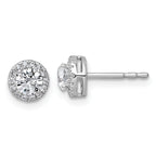 14k White Gold 5/8 carat Lab Grown Diamond VS+ F+ Round Complete Halo Post Earrings