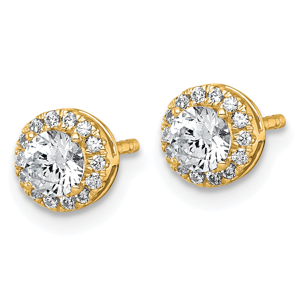 14k 5/8 carat Lab Grown Diamond VS+ F+ Round Complete Halo Post Earrings Secondary image