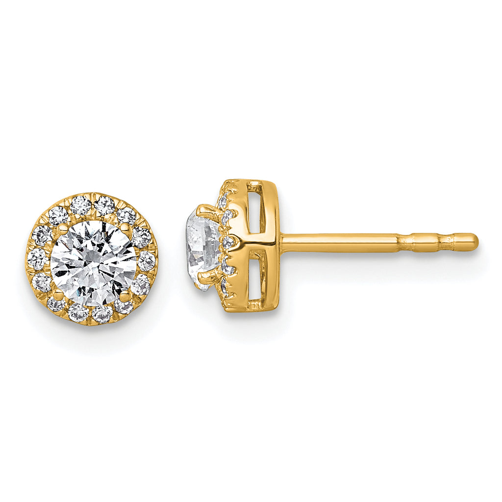 14k 5/8 carat Lab Grown Diamond VS+ F+ Round Complete Halo Post Earrings