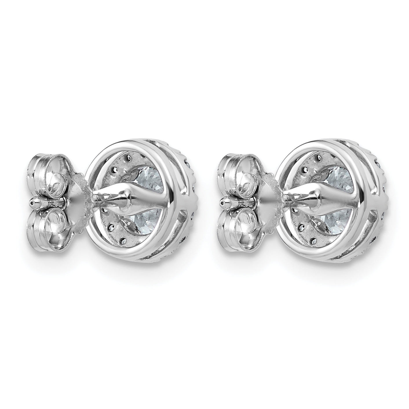 14k White Gold 1 1/5 carat Lab Grown Diamond VS+ F+ Round Complete Halo Post Earrings