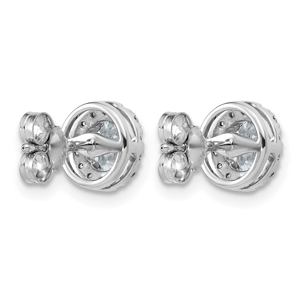 14k White Gold 1 1/5 carat Lab Grown Diamond VS+ F+ Round Complete Halo Post Earrings