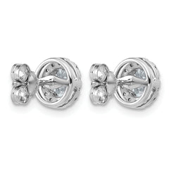 14k White Gold 1 1/5 carat Lab Grown Diamond VS+ F+ Round Complete Halo Post Earrings