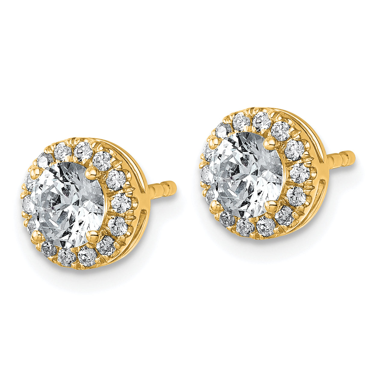 14k 1 1/5 carat Lab Grown Diamond VS+ F+ Round Complete Halo Post Earrings Secondary image