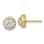 14k 1 1/5 carat Lab Grown Diamond VS+ F+ Round Complete Halo Post Earrings