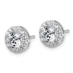 14k White Gold 1 7/8 carat Lab Grown Diamond VS+ F+ Round Complete Halo Post Earrings