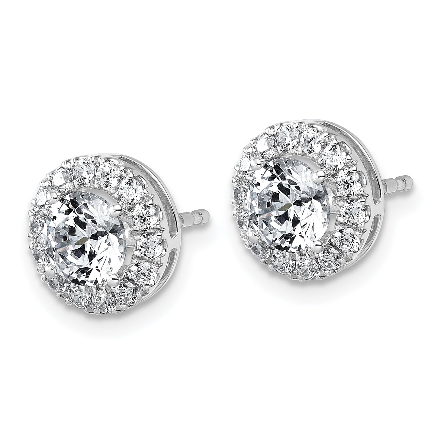 14k White Gold 1 7/8 carat Lab Grown Diamond VS+ F+ Round Complete Halo Post Earrings