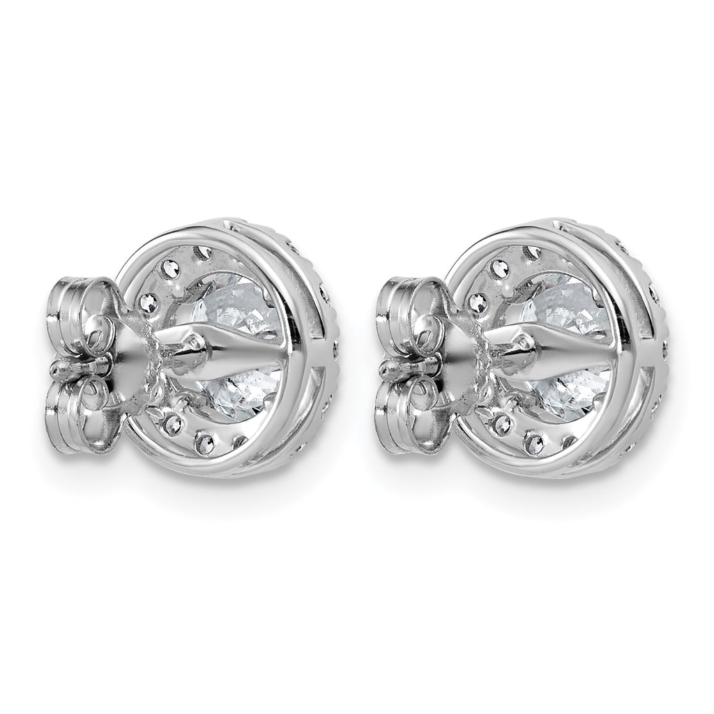 14k White Gold 1 7/8 carat Lab Grown Diamond VS+ F+ Round Complete Halo Post Earrings