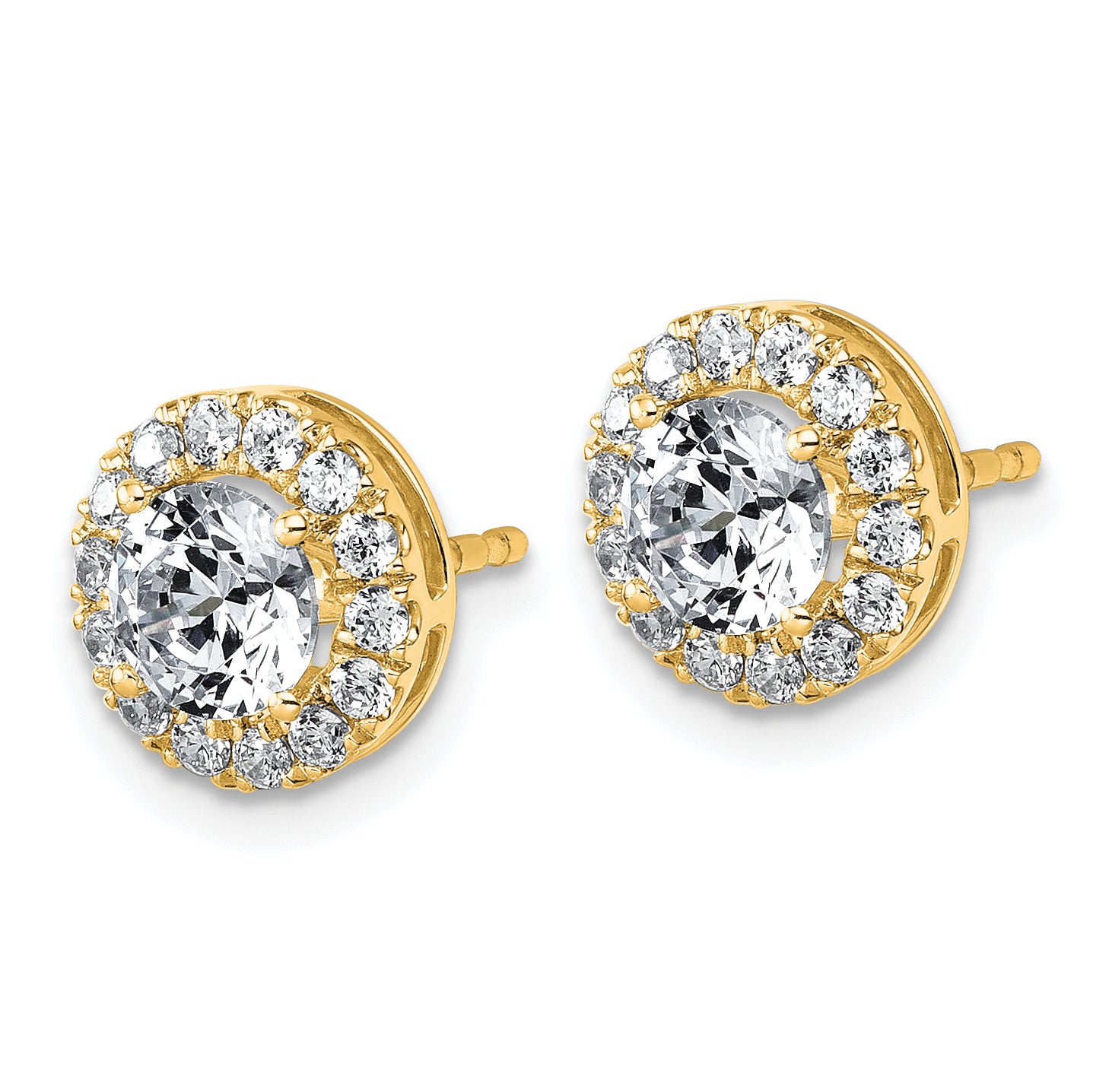 14k 1 7/8 carat Lab Grown Diamond VS+ F+ Round Complete Halo Post Earrings