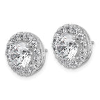 14k White Gold 5 carat Lab Grown Diamond VS+ F+ Round Complete Halo Post Earrings