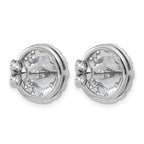14k White Gold 5 carat Lab Grown Diamond VS+ F+ Round Complete Halo Post Earrings