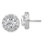 14k White Gold 5 carat Lab Grown Diamond VS+ F+ Round Complete Halo Post Earrings