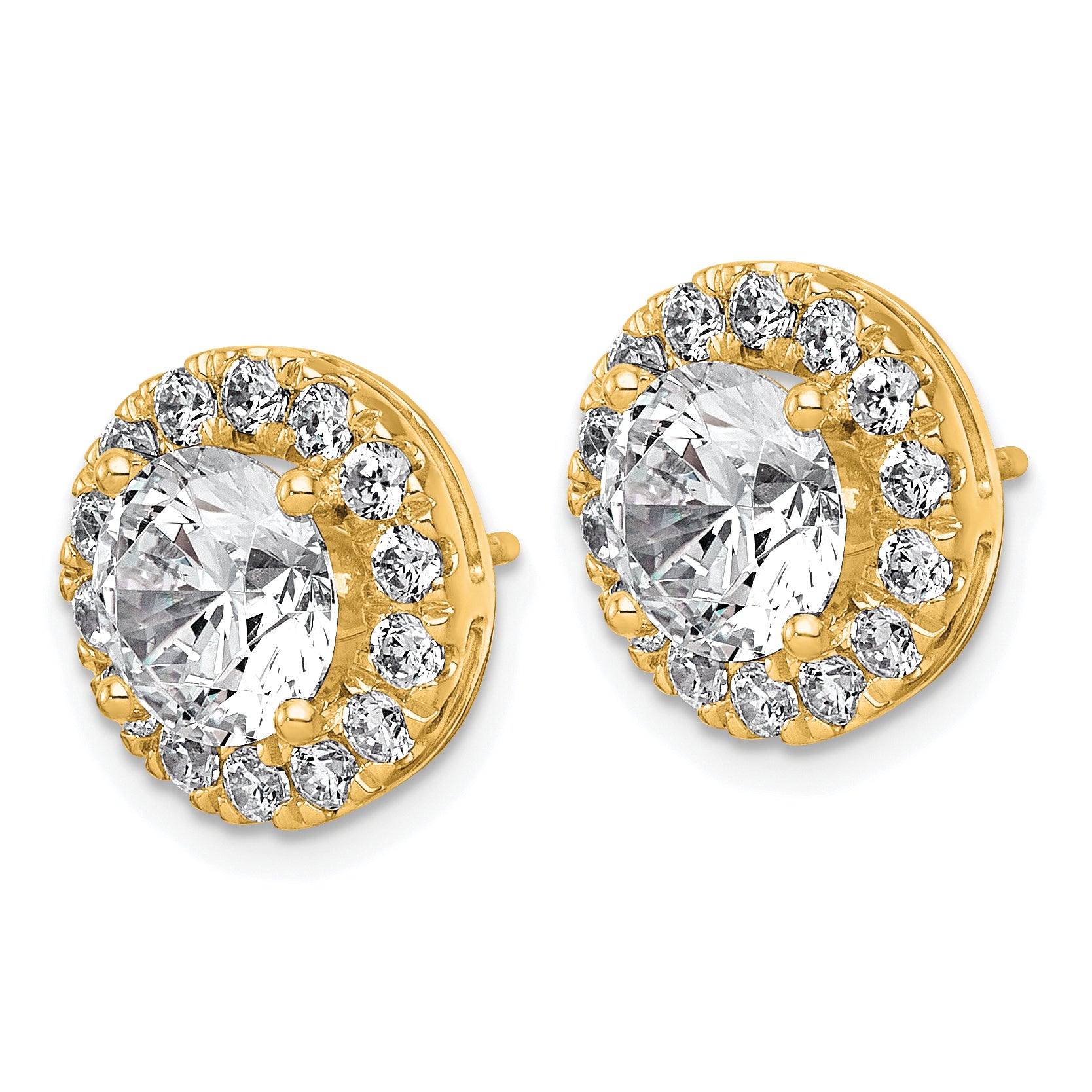 14k 5 carat Lab Grown Diamond VS+ F+ Round Complete Halo Post Earrings Secondary image