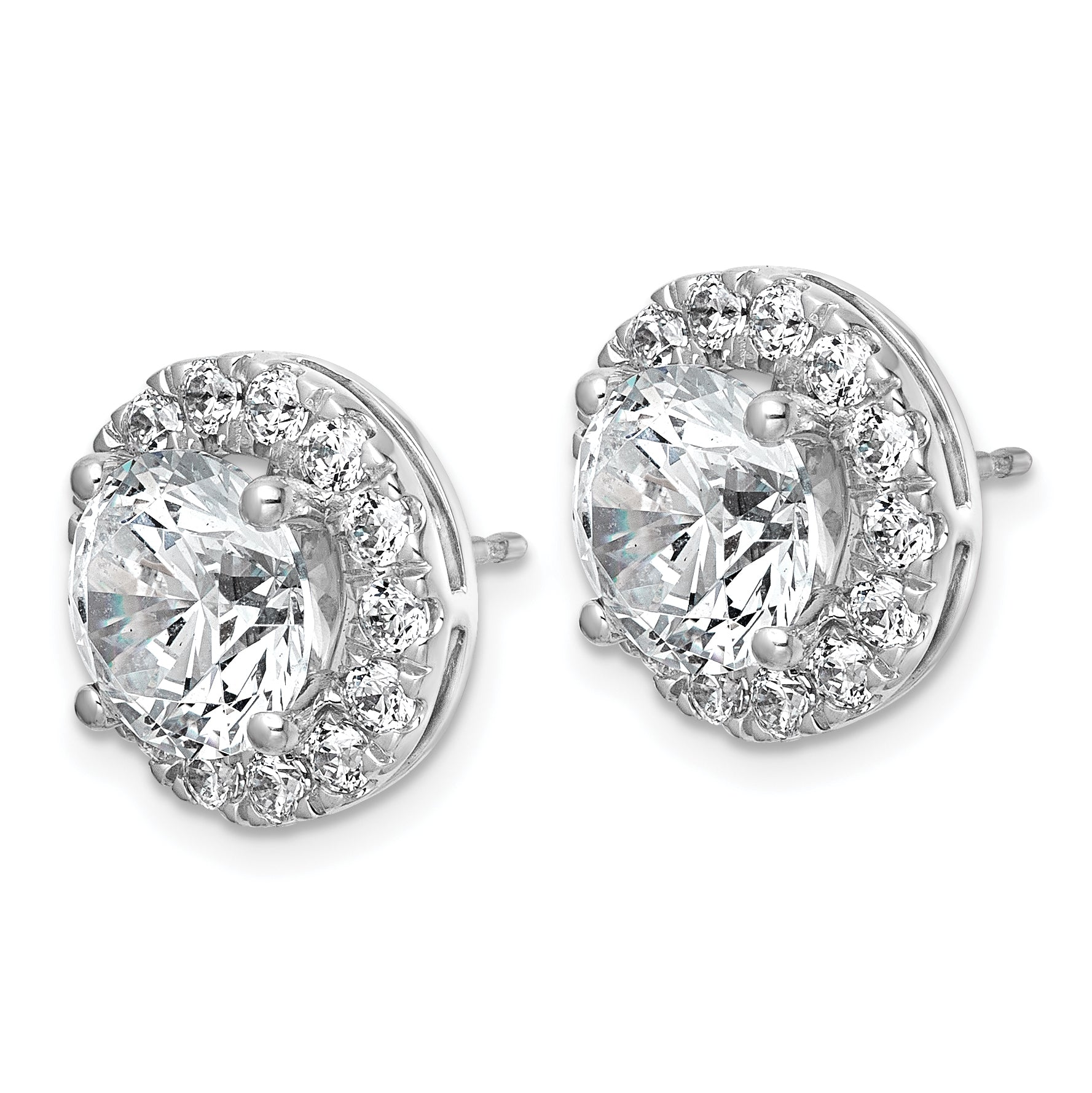 14k White Gold 6 1/4 carat Lab Grown Diamond VS+ F+ Round Complete Halo Post Earrings