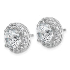 14k White Gold 6 1/4 carat Lab Grown Diamond VS+ F+ Round Complete Halo Post Earrings