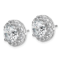 14k White Gold 6 1/4 carat Lab Grown Diamond VS+ F+ Round Complete Halo Post Earrings