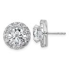 14k White Gold 6 1/4 carat Lab Grown Diamond VS+ F+ Round Complete Halo Post Earrings