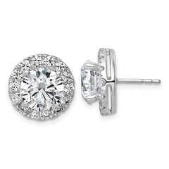 14k White Gold 6 1/4 carat Lab Grown Diamond VS+ F+ Round Complete Halo Post Earrings