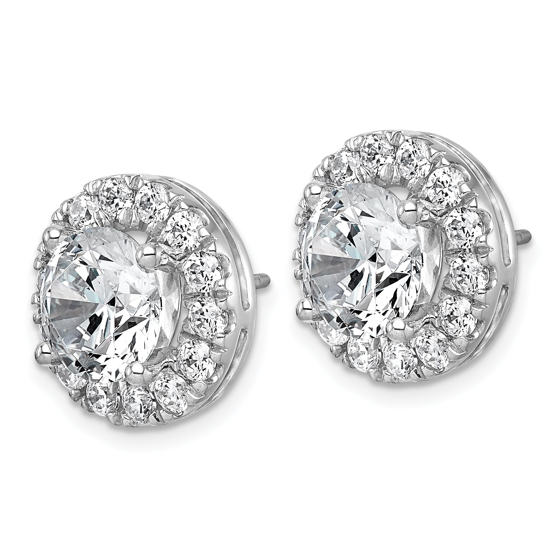 14k White Gold 7 5/8 carat Lab Grown Diamond VS+ F+ Round Complete Halo Post Earrings Secondary image