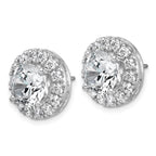 14k White Gold 7 5/8 carat Lab Grown Diamond VS+ F+ Round Complete Halo Post Earrings