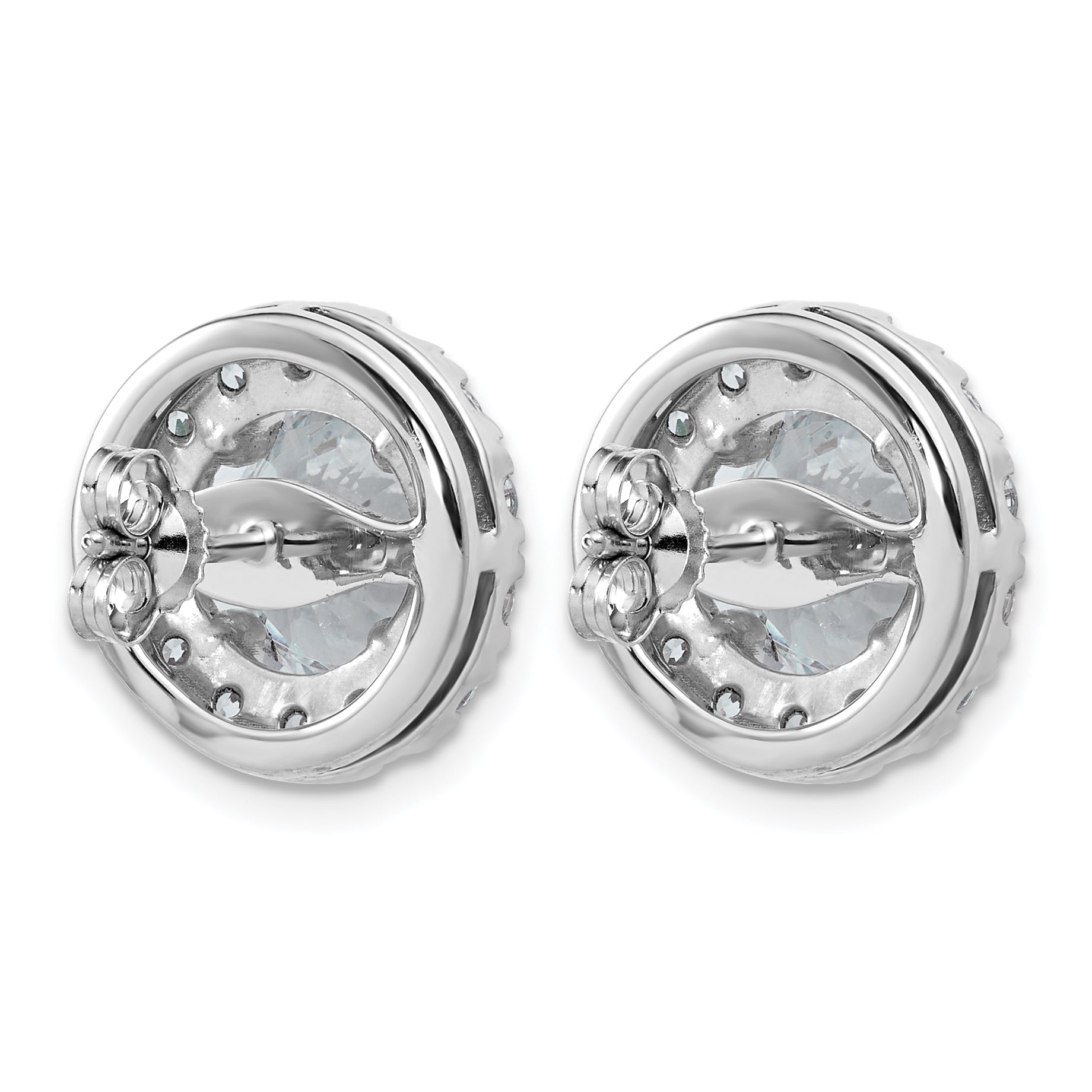 14k White Gold 7 5/8 carat Lab Grown Diamond VS+ F+ Round Complete Halo Post Earrings