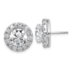 14k White Gold 7 5/8 carat Lab Grown Diamond VS+ F+ Round Complete Halo Post Earrings