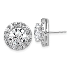 14k White Gold 7 5/8 carat Lab Grown Diamond VS+ F+ Round Complete Halo Post Earrings