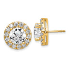 14k 7 5/8 carat Lab Grown Diamond VS+ F+ Round Complete Halo Post Earrings