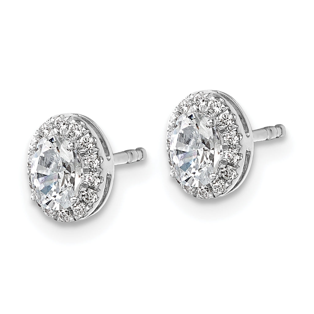14K White Gold 5/8 ct Lab-Created Diamond VS/SI+ G+ Halo Earrings