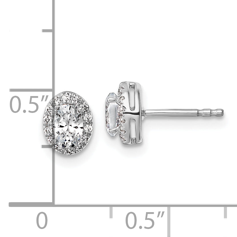 14K White Gold 5/8 ct Lab-Created Diamond VS/SI+ G+ Halo Earrings