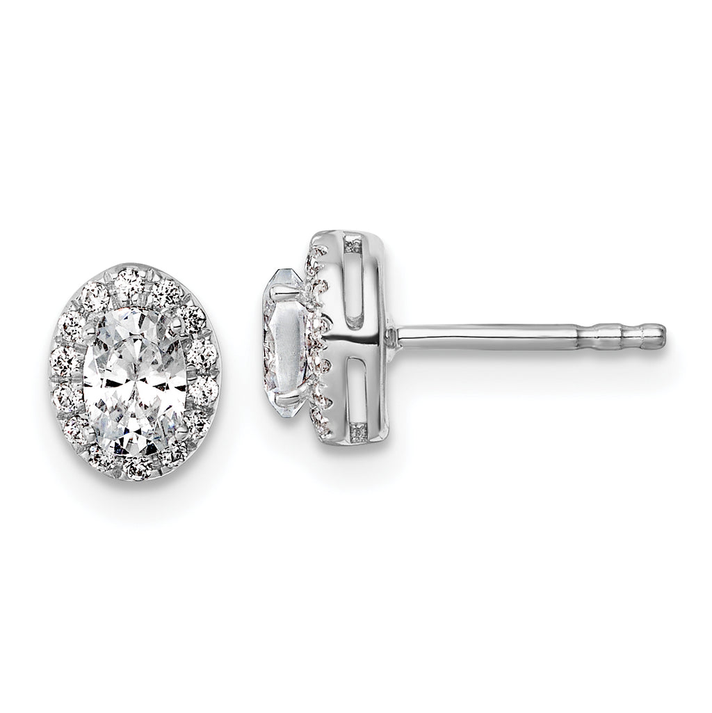 14K White Gold 5/8 ct Lab-Created Diamond VS+ F+ Halo Earrings