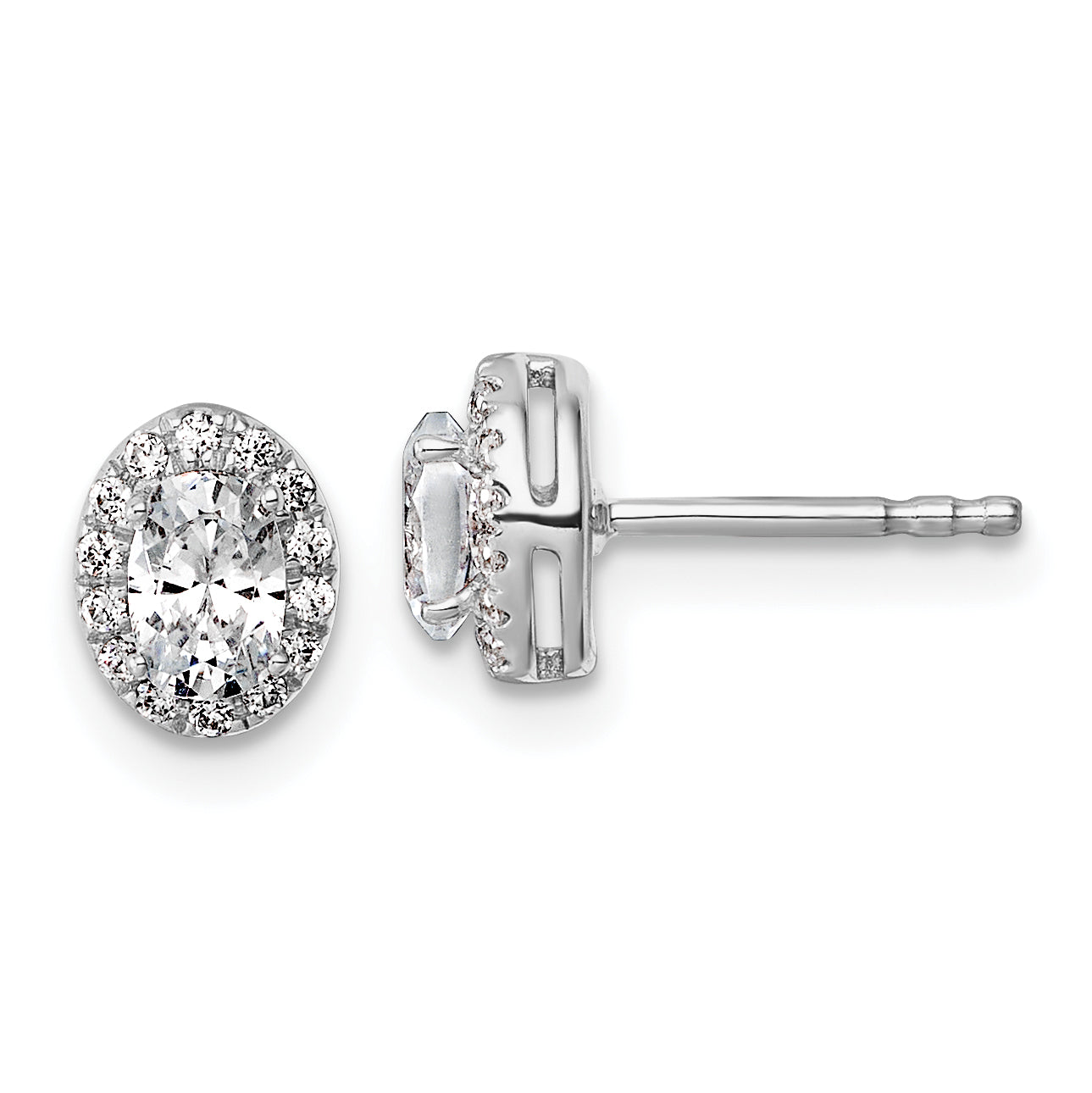 14K White Gold 5/8 ct Lab-Created Diamond VS+ F+ Halo Earrings