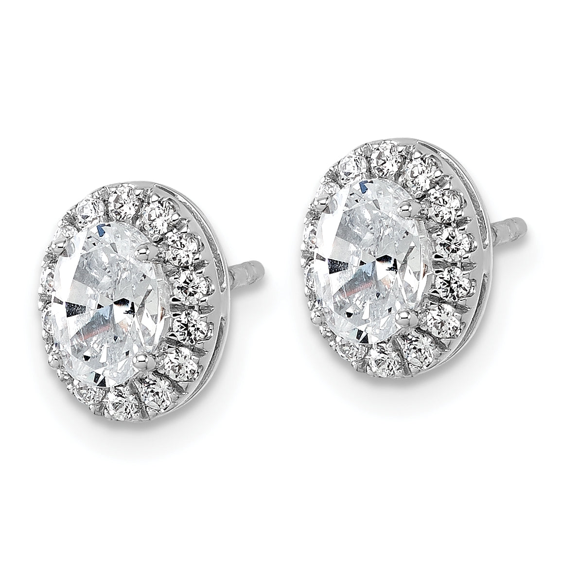 14K White Gold 1/4 ct Lab-Created Diamond VS/SI+ G+ Oval-Cut Halo Earrings