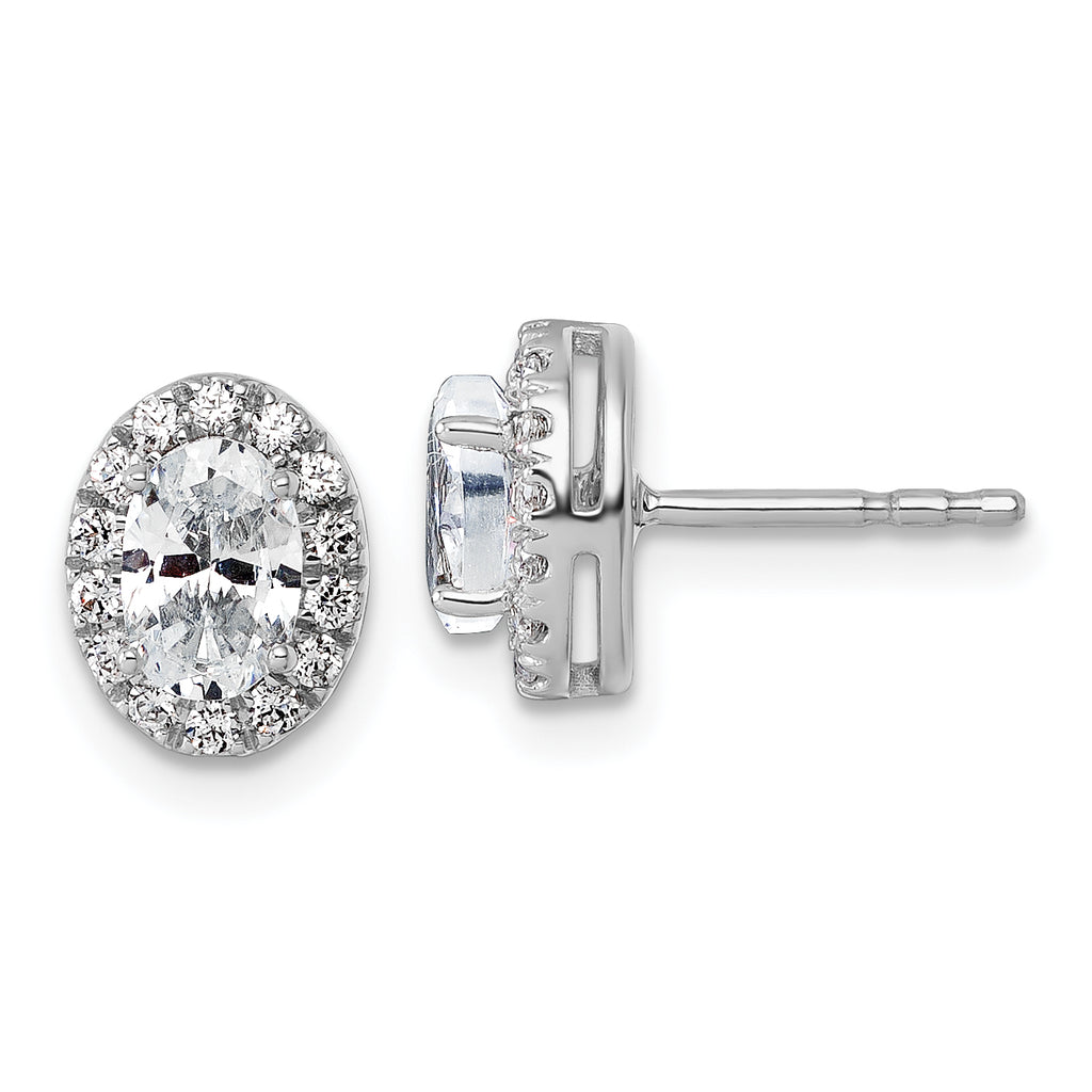 14K White Gold 1/4 ct Lab-Created Diamond VS/SI+ G+ Oval-Cut Halo Earrings