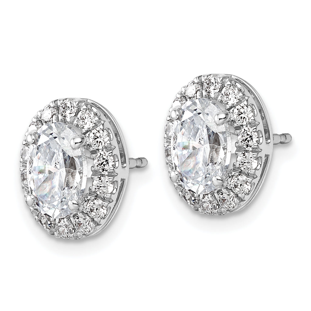 14K White Gold 2 1/2 ct Lab-Created Diamond VS+ F+ Halo Earrings
