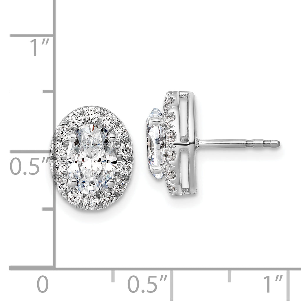 14K White Gold 1/2 ct Lab-Created Diamond VS/SI+ G+ Oval-Cut Halo Earrings