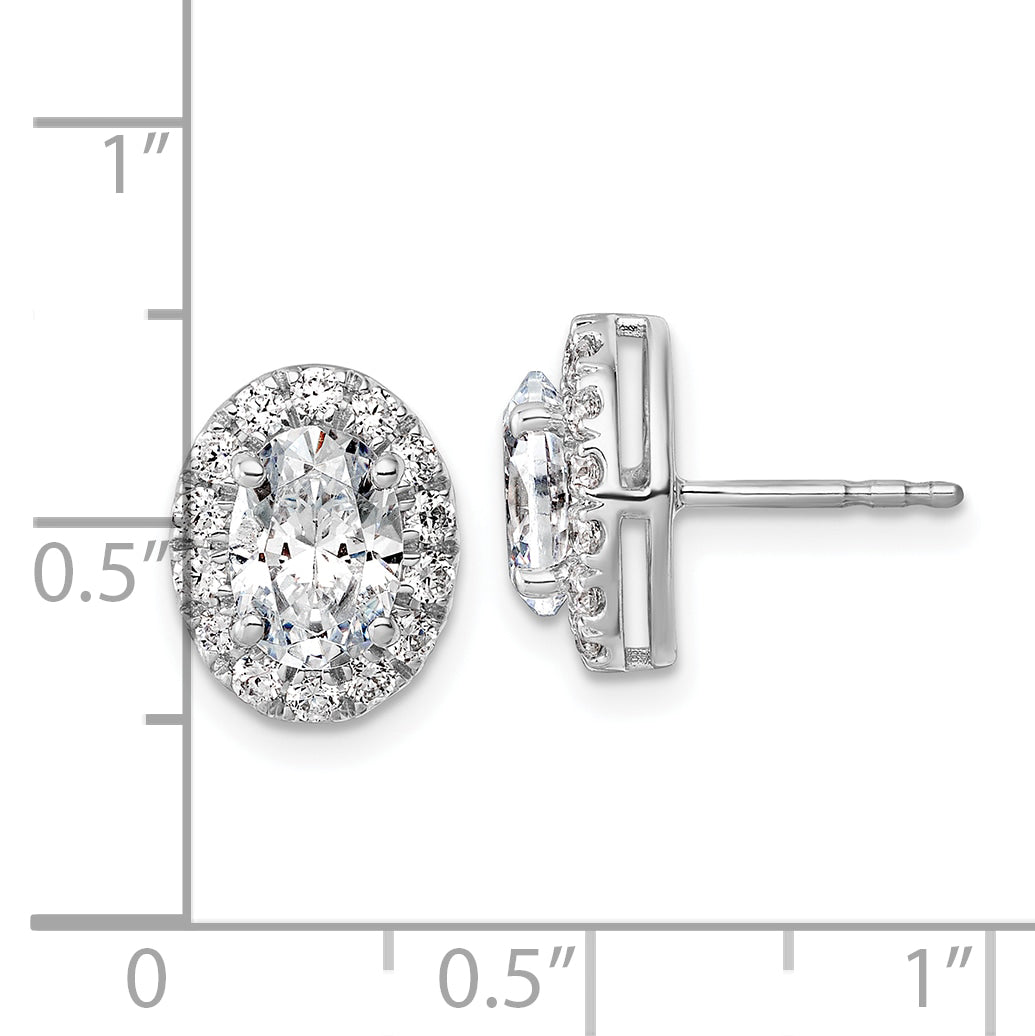 14K White Gold 1/2 ct Lab-Created Diamond VS/SI+ G+ Oval-Cut Halo Earrings