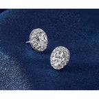 14K White Gold 1 1/4 ct Lab-Created Diamond VS+ F+ Oval-Cut Halo Earrings