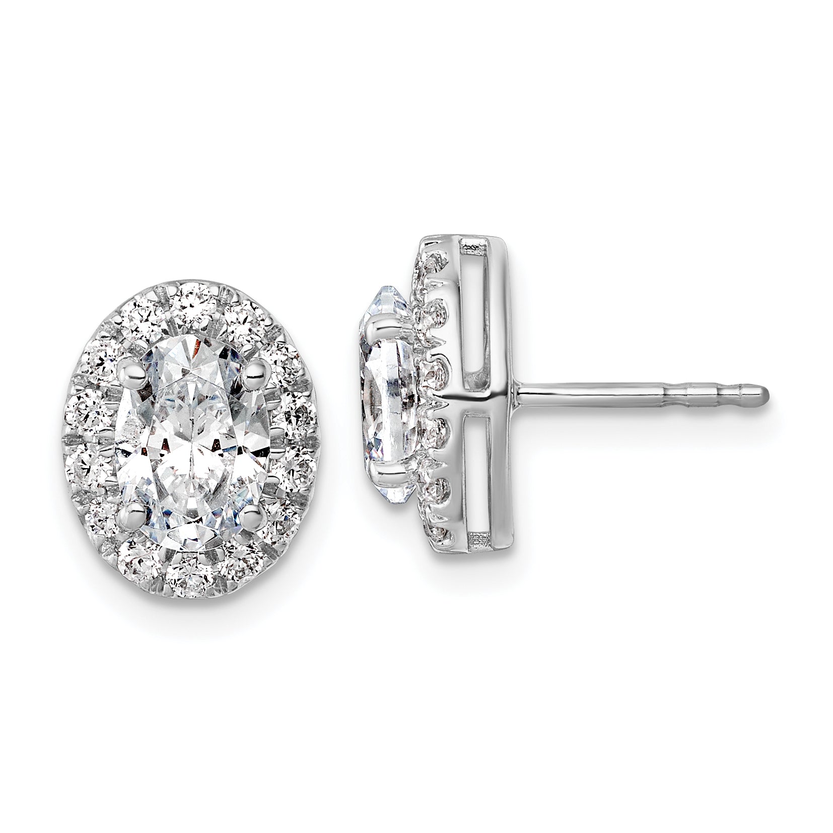 14K White Gold 2 1/2 ct Lab-Created Diamond VS+ F+ Halo Earrings