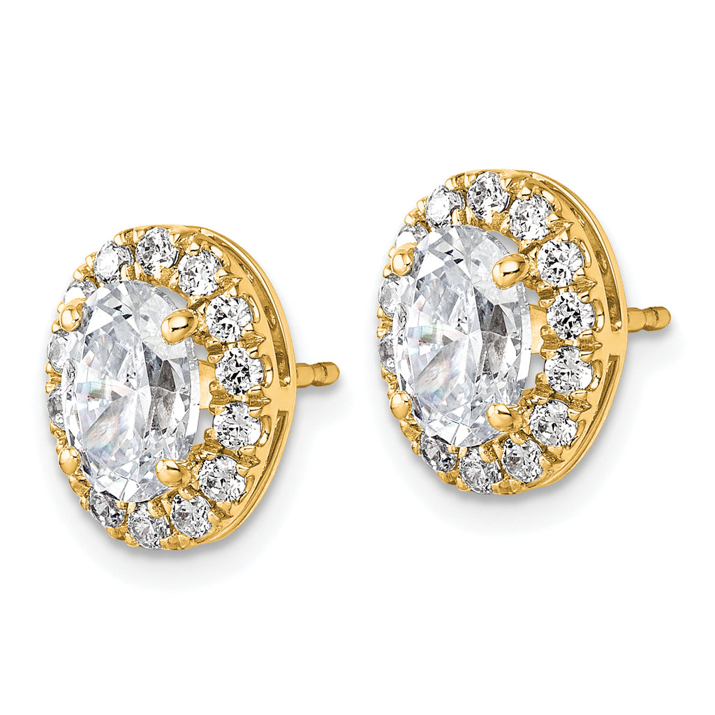 14k 2 1/2 carat Lab Grown Diamond VS+ F+ Complete Oval Halo Earrings