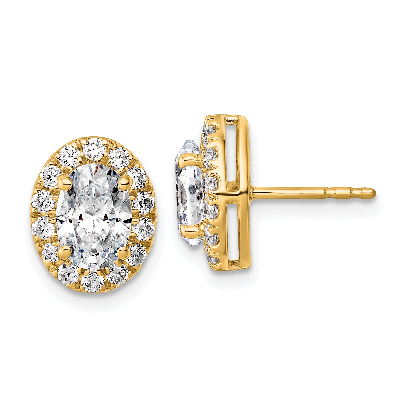 14k 2 1/2 carat Lab Grown Diamond VS+ F+ Complete Oval Halo Earrings Main image