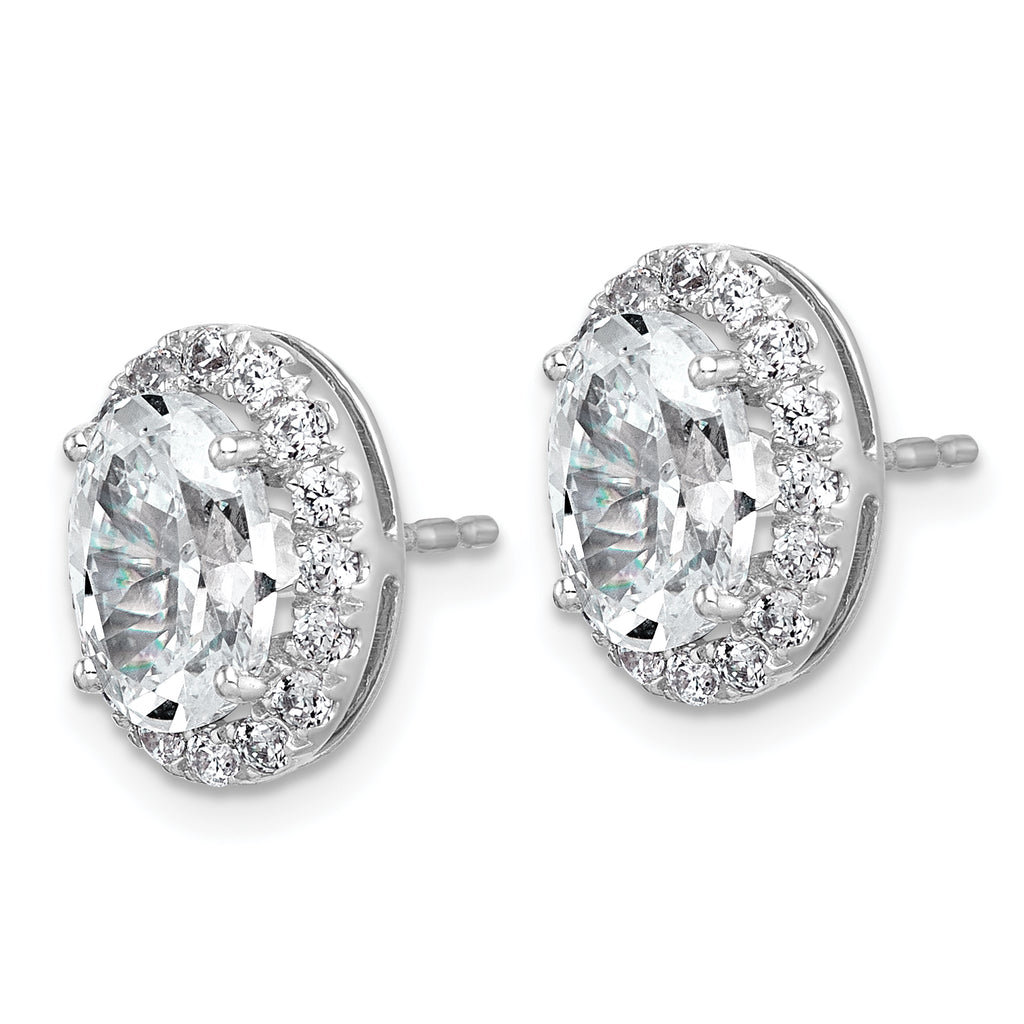 14k White Gold 3 1/2 carat Lab Grown Diamond VS+ F+ Complete Oval Halo Earrings