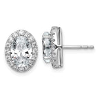 14k White Gold 3 1/2 carat Lab Grown Diamond VS+ F+ Complete Oval Halo Earrings