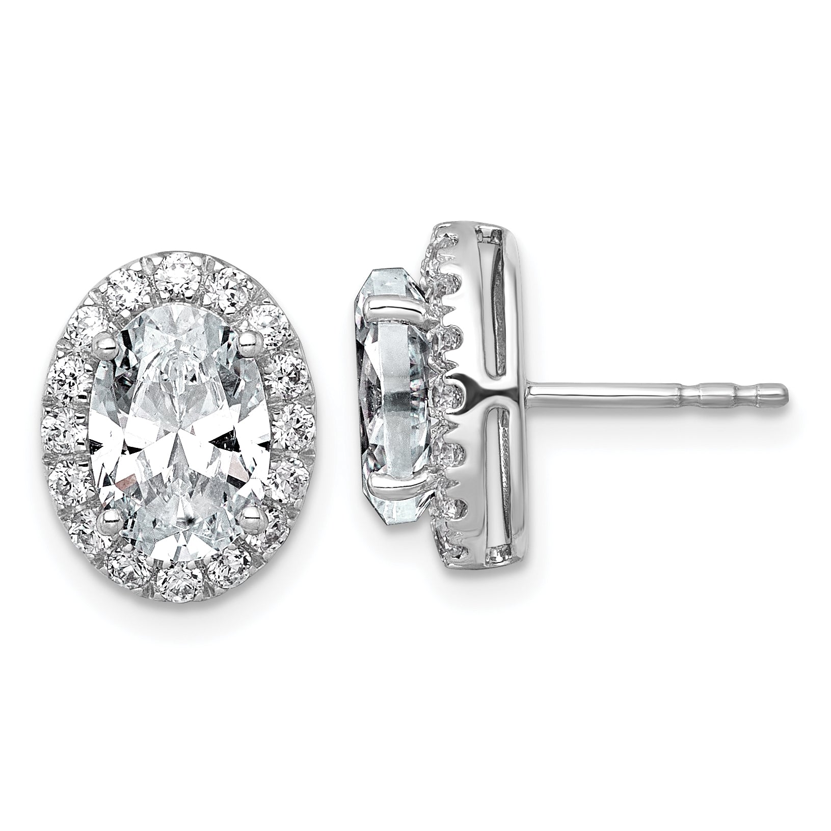 14k White Gold 3 1/2 carat Lab Grown Diamond VS+ F+ Complete Oval Halo Earrings