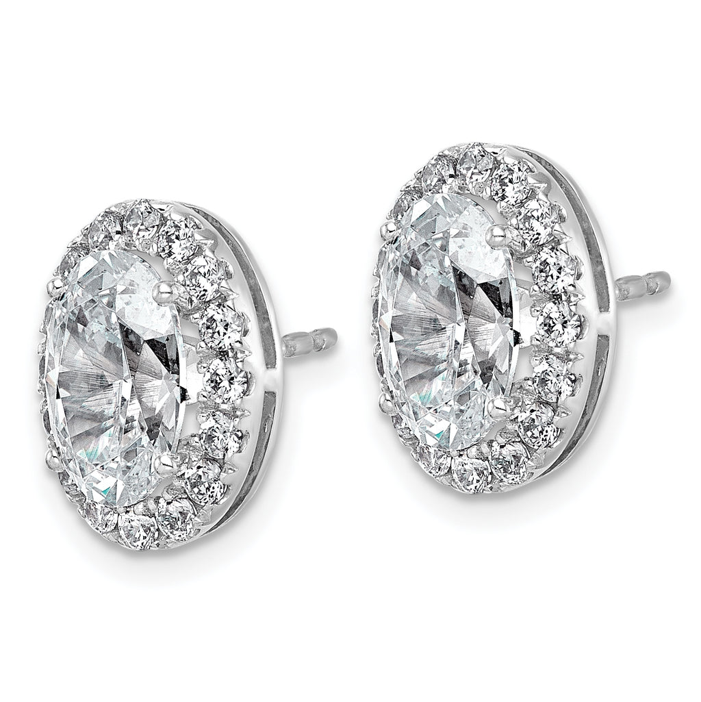 14k White Gold 4 3/4 carat Lab Grown Diamond VS+ F+ Complete Oval Halo Earrings