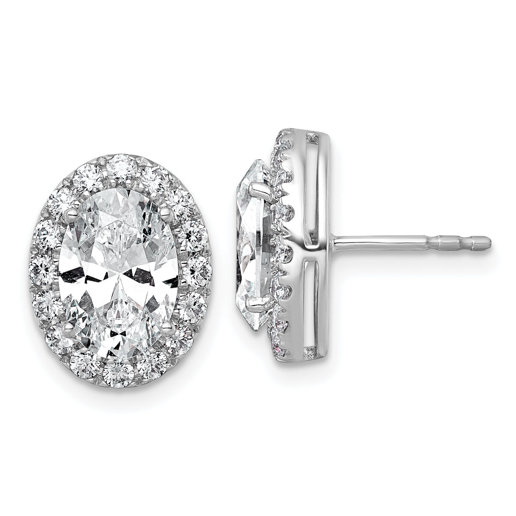 14k White Gold 4 3/4 carat Lab Grown Diamond VS+ F+ Complete Oval Halo Earrings