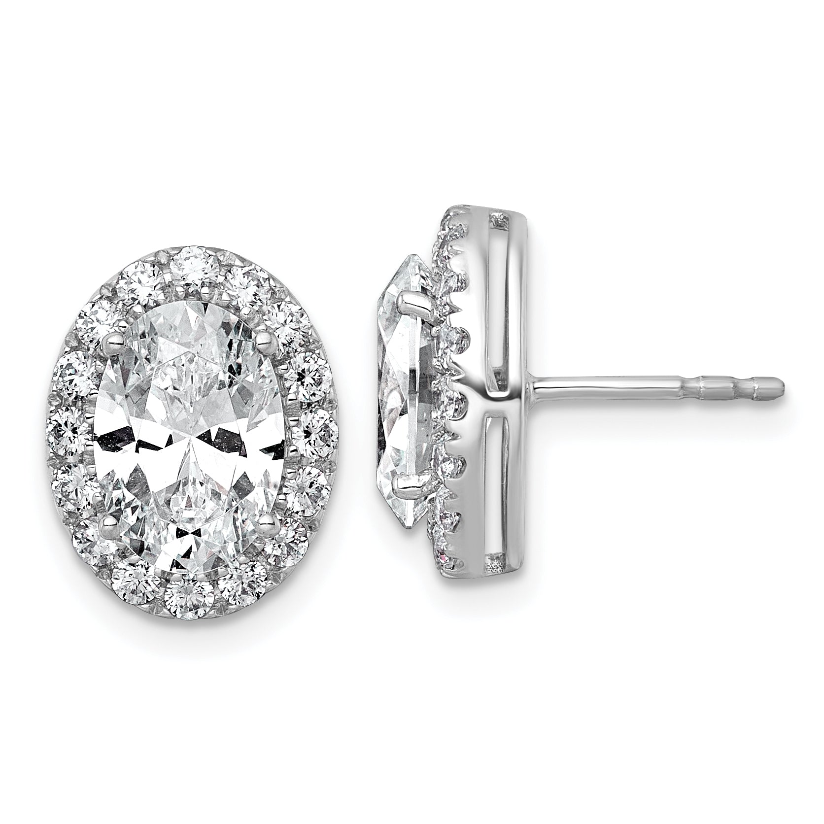 14k White Gold 4 3/4 carat Lab Grown Diamond VS+ F+ Complete Oval Halo Earrings