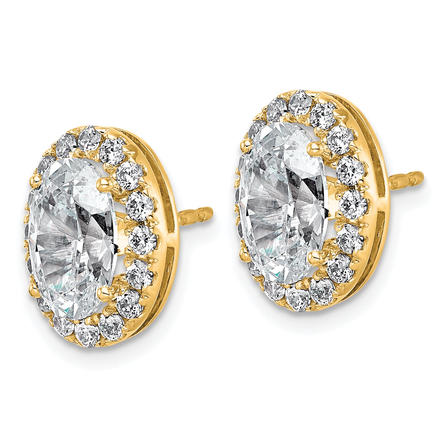14k 4 3/4 carat Lab Grown Diamond VS+ F+ Complete Oval Halo Earrings Secondary image