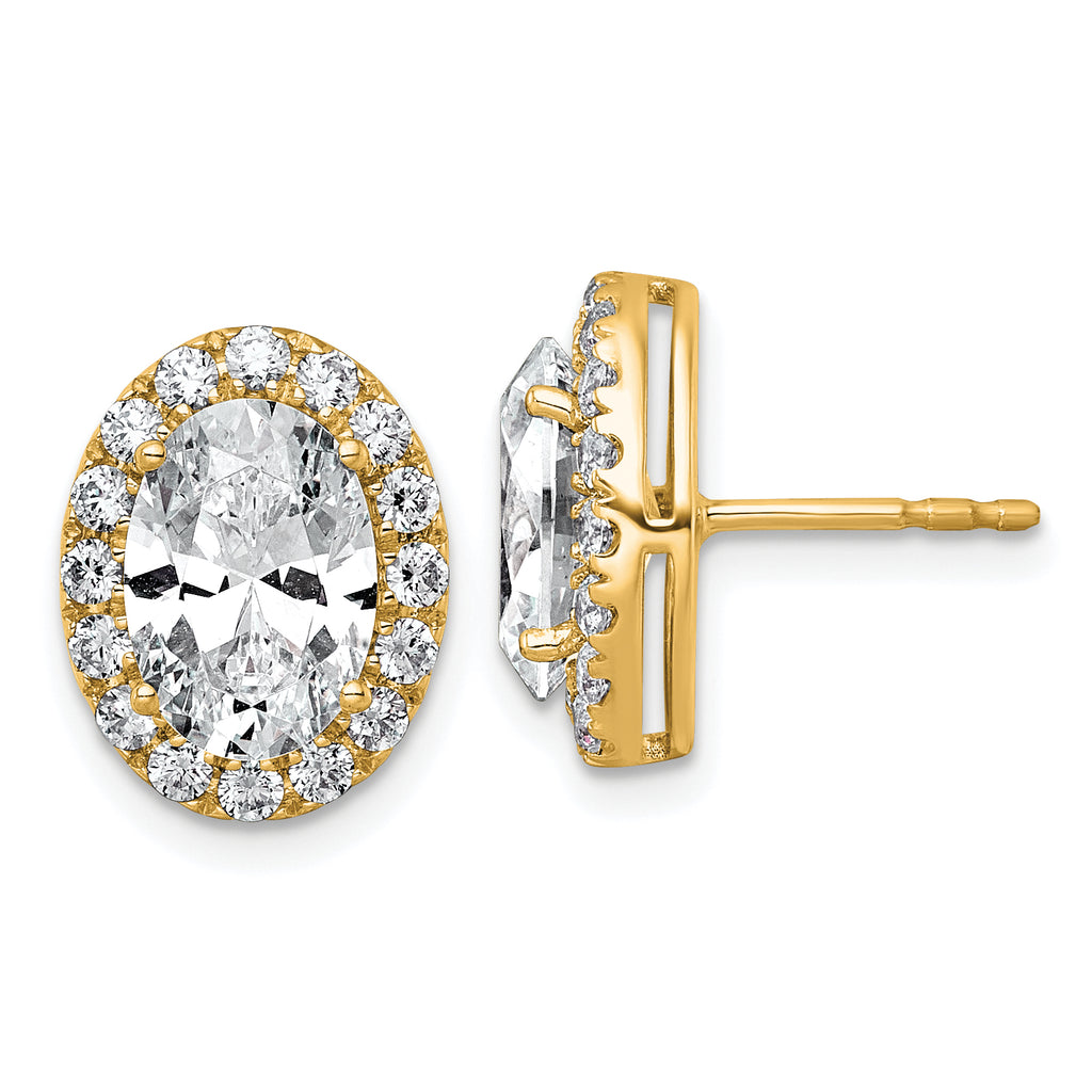 14k 4 3/4 carat Lab Grown Diamond VS+ F+ Complete Oval Halo Earrings